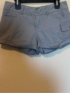 Y2K Wet Seal Gray Low Rise Mini Button Cargo Shorts Grunge Size XS